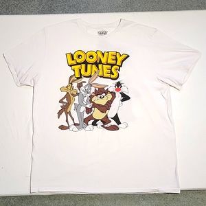 White Looney Tunes (Bugs, Taz, Wile E, Sylvester) T-Shirt Men's XL